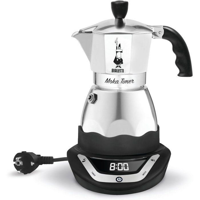 Cafetiere italienne électrique - BIALETTI - MOKA TIMER - 3 tasses - 120 ml - Inox