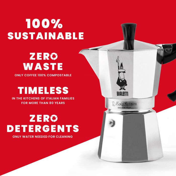 Cafetiere italienne - BIALETTI - Moka Express - Tous feux sauf induction - 2 tasses - 90 ml - Inox
