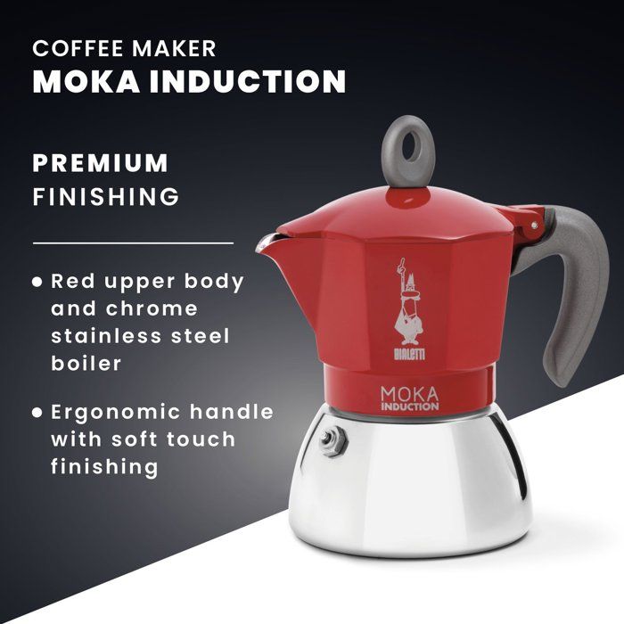Cafetiere italienne - BIALETTI - MOKA Induction - 4 tasses - 150 ml - Rouge