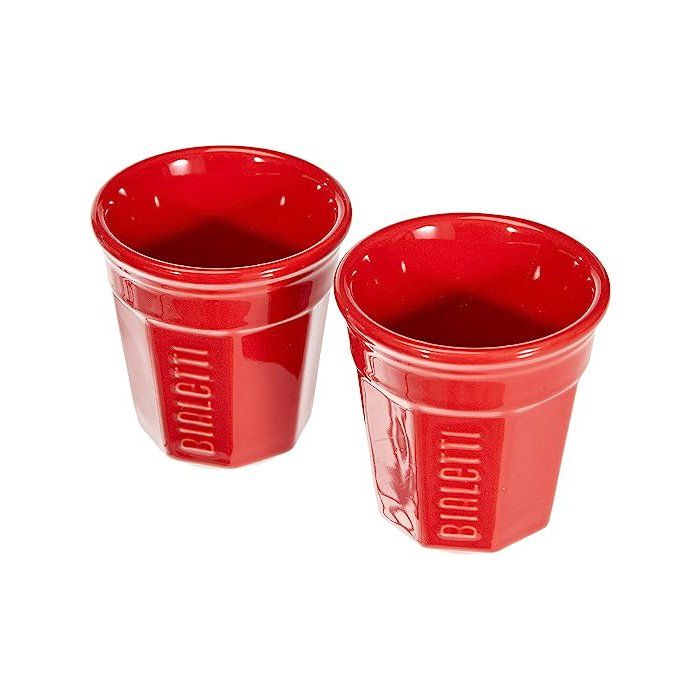 Set cafetiere italienne + 2 tasses - BIALETTI - Mini-express - Inox / Rouge