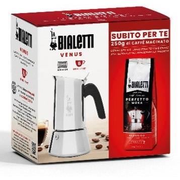 Cafetiere italienne Bialetti VENUS + 1 paquet de cafÈ Moka Classico 250 g - capacitÈ 6 tasses - Argent