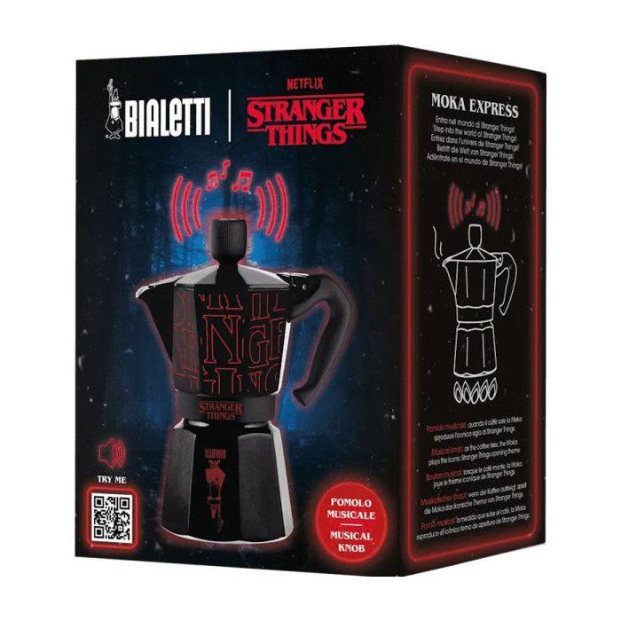 Cafetiere italienne - BIALETTI - Moka express - Collection Stranger Things - 3 tasses - 130 ml - Noir / Rouge