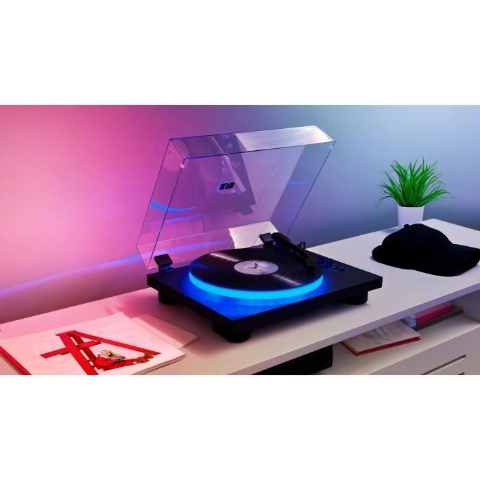 Tourne-disques BIGBEN INTERACTIVE PARTYBTTDLIGHT - Plateau lumineux - Entraînement par courroie - Bluetooth - Effets lumineux