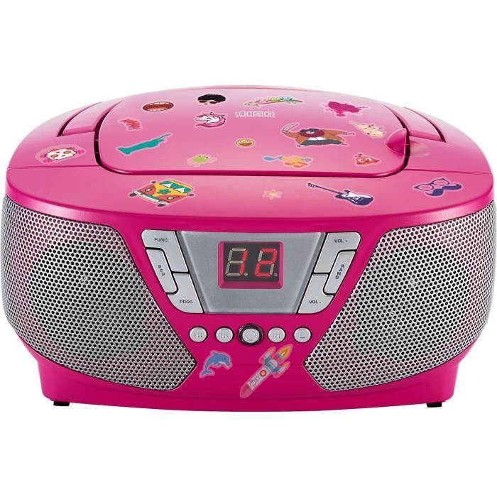 Lecteur Radio CD Portable - BIGBEN INTERACTIVE - CD60RSSTICK - Rose + Stickers