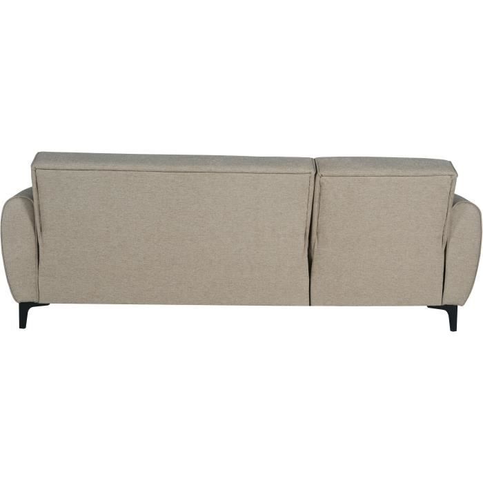 Canapé d'angle convertible réversible - 3 / 4 personnes - BILBAO - Coffre - 3 coussins - Tissu beige - 229 x 81 / 154 x 84 cm