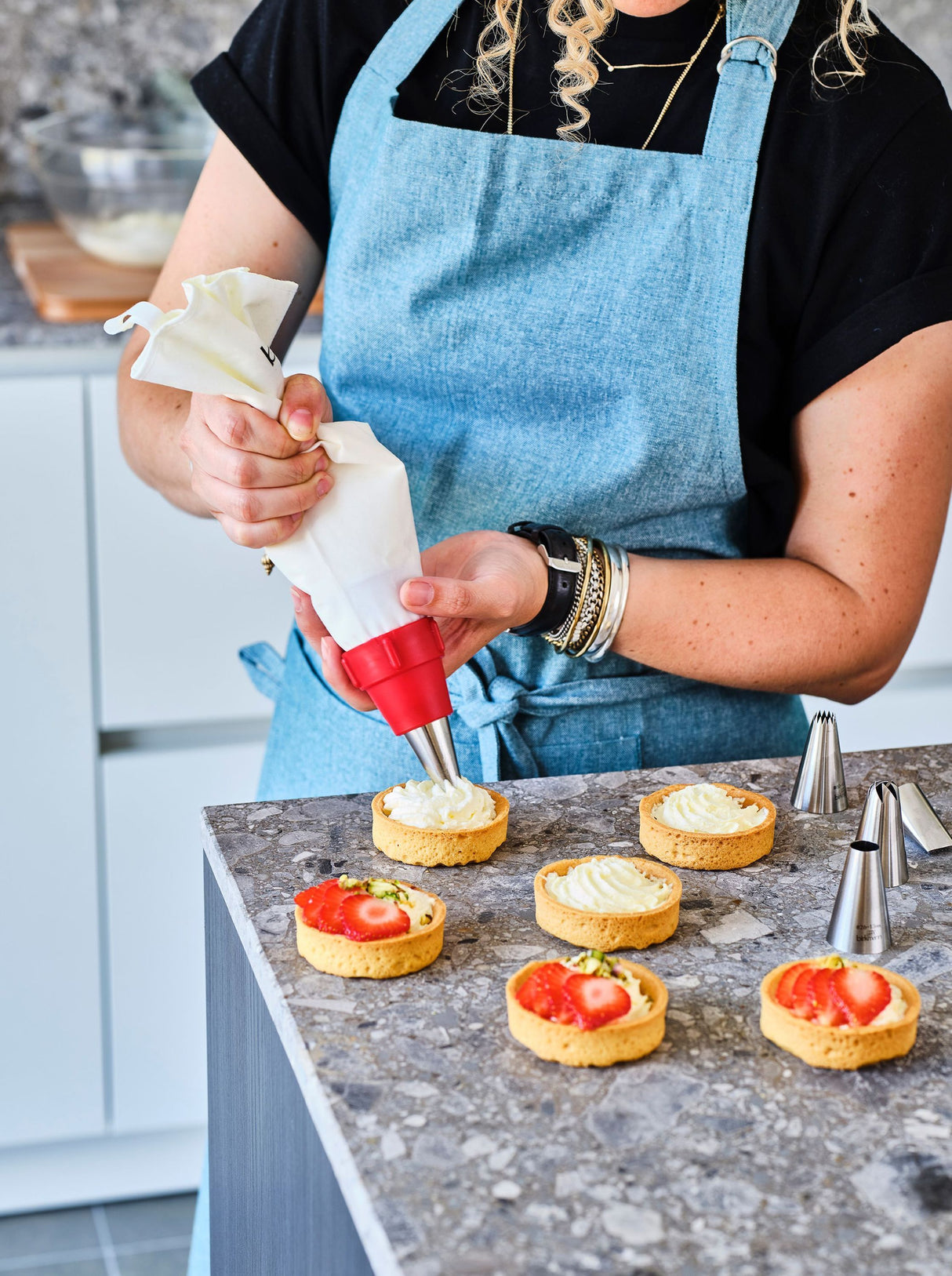 Poche a douille - BIRKMANN - EASY BAKING - Tissu - Inclus 6 douilles + 1 adapteur - 9 x 14,5 x 5,7 cm