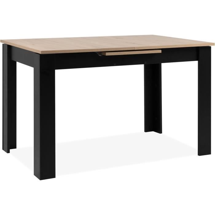 Table extensible - BIRMINGHAM - 80A - Ouverture synchonisÈe automatique - Chene / noir - 6 / 8 personnes - 125-165 x 75 x 80 cm
