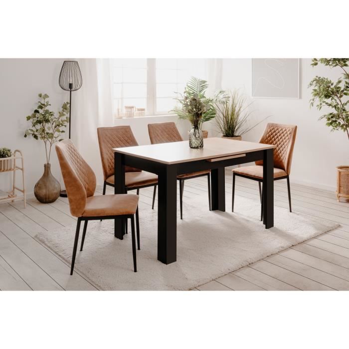 Table extensible - BIRMINGHAM - 80A - Ouverture synchonisÈe automatique - Chene / noir - 6 / 8 personnes - 125-165 x 75 x 80 cm