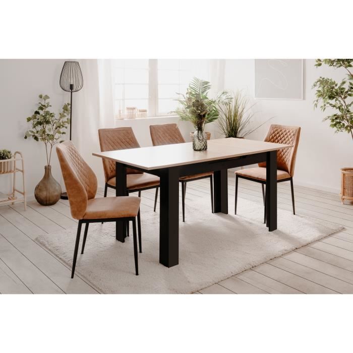 Table extensible - BIRMINGHAM - 80A - Ouverture synchonisÈe automatique - Chene / noir - 6 / 8 personnes - 125-165 x 75 x 80 cm