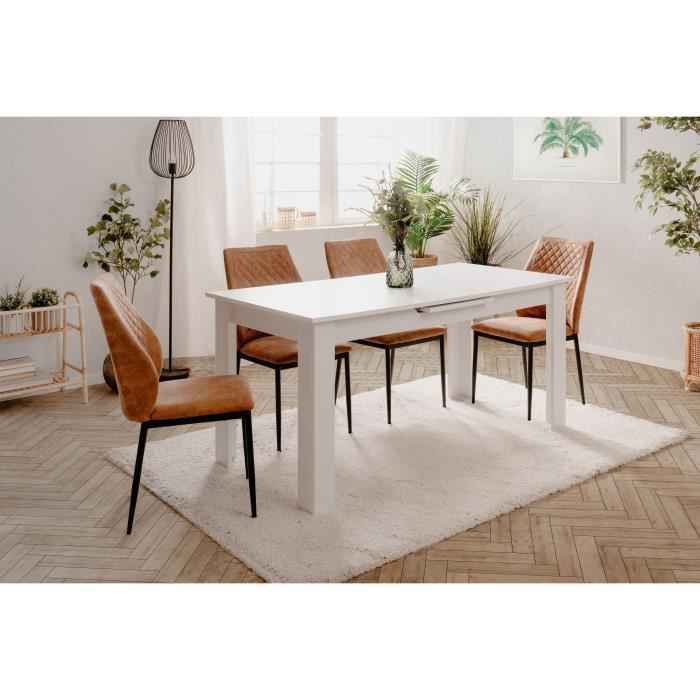 Table extensible - BIRMINGHAM - 80B - Ouverture synchonisÈe automatique - DÈcor blanc - 8 / 10 personnes - 160-200 x 75 x 80 cm