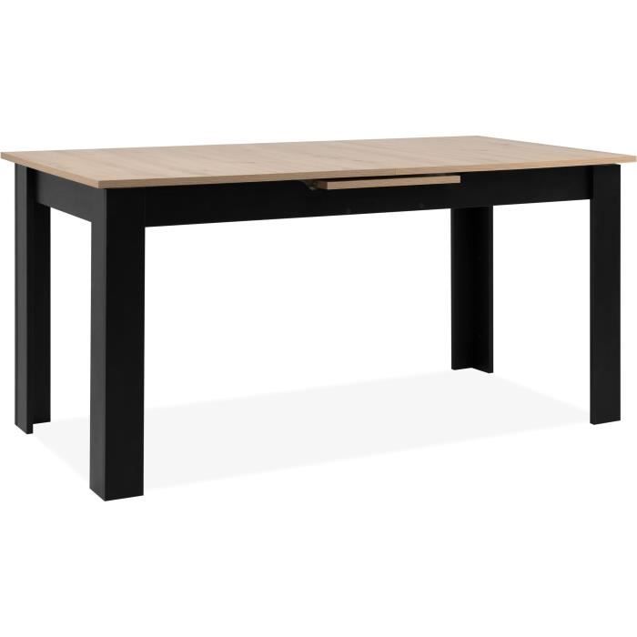 Table extensible - BIRMINGHAM - 80B - Ouverture synchonisÈe automatique - Chene / noir - 8 / 10 personnes - 160-200 x 75 x 80 cm