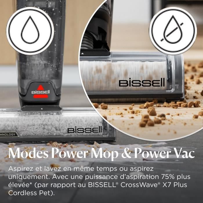 BISSELL CrossWave OmniForce Edge - Aspirateur Balai Laveur sans Fil - Aspire & Lave en Meme Temps ou Mode Aspiration Uniquement