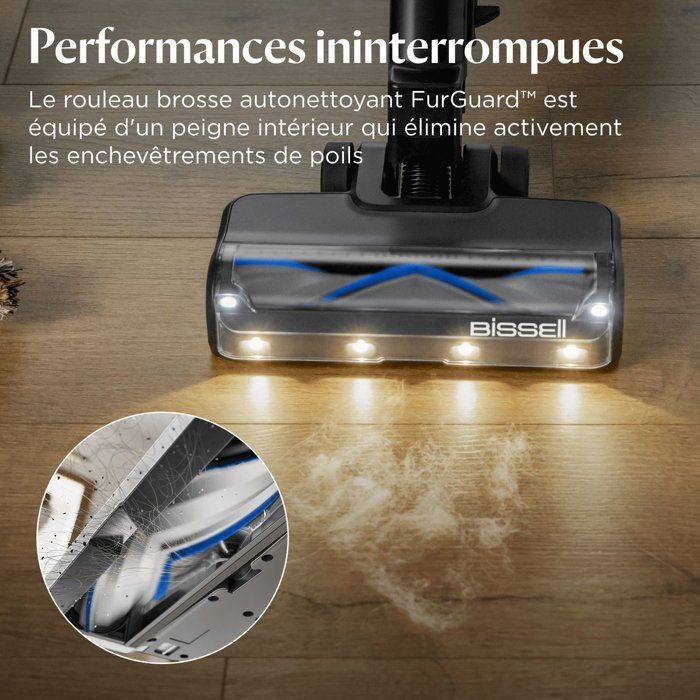 BISSELL PowerClean FurGuard Select - Aspirateur Balai sans fil - Puissance 280 W - Autonomie 50 min - Spécial animaux