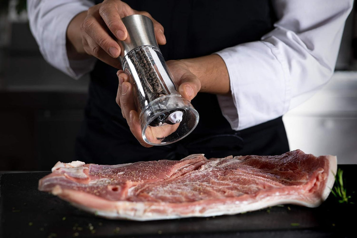 Moulin Sel-Poivre 2-en-1 - BISETTI - Dual Big Acryl - Inox