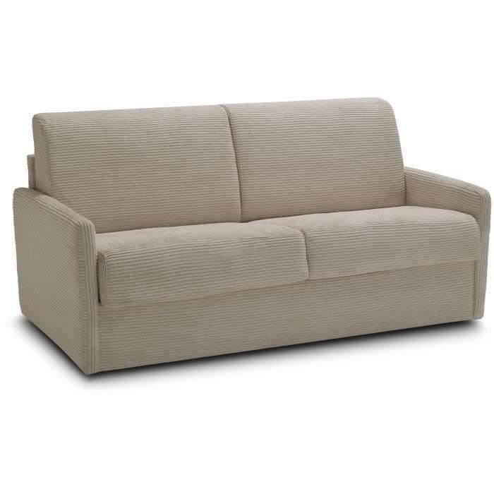 Canapé convertible express - 3 places - LINCOLN - Tissu Beige - 175 x 100 x 87 cm - MONDO