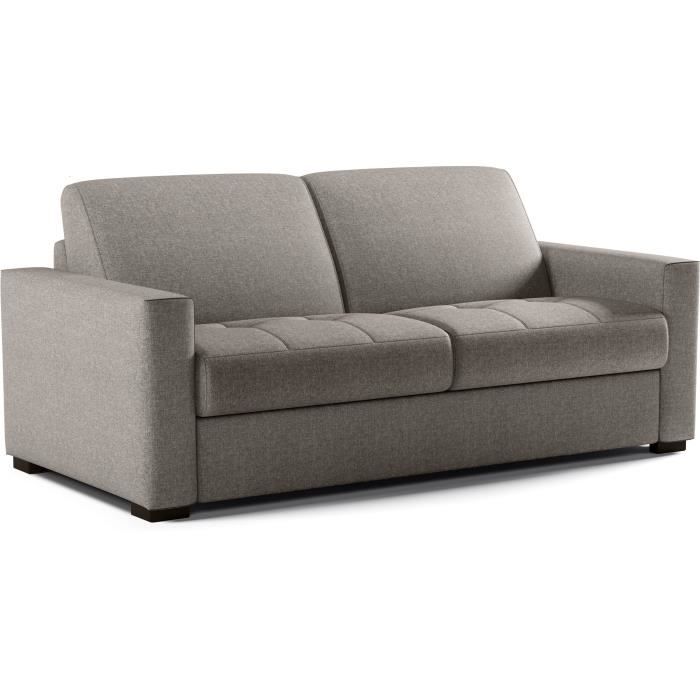 Canapé convertible express - MARIUS - Tissu Beige - matelas 14cm - 190 x 100 x 87 cm