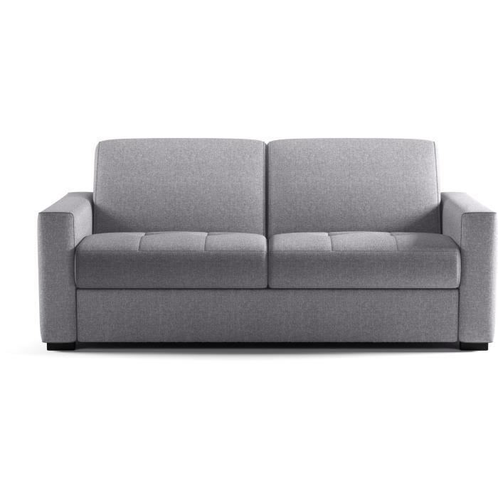 Canapé convertible express - MARIUS - Tissu Gris clair - matelas 14cm - 190 x 100 x 87 cm
