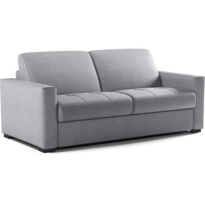 Canapé convertible express - MARIUS - Tissu Gris clair - matelas 14cm - 190 x 100 x 87 cm