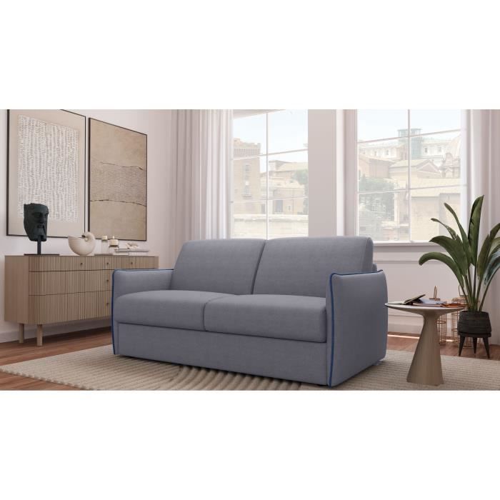 Canapé convertible express - matelas 14cm - AGATHE - Tissu Gris - 175 x 100 x 87 cm