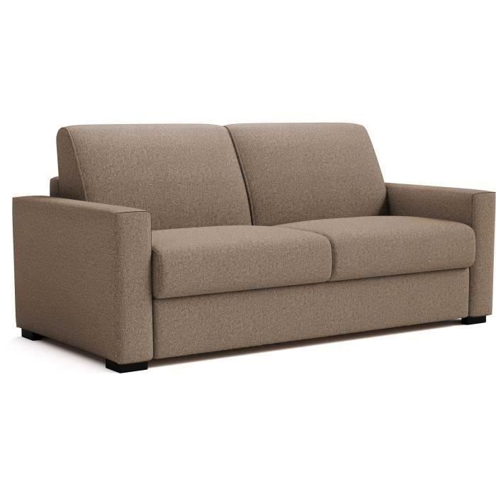 Canapé convertible express JOHN - 3 places - Tissu beige - 190 x 100 x 87 cm