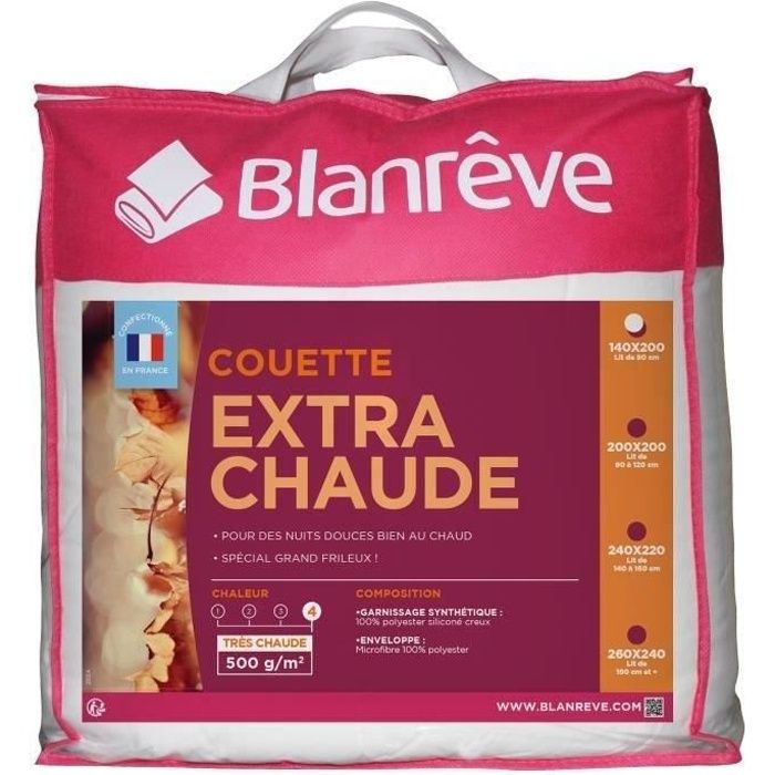 Couette Extra Chaude Microfibre - BLANREVE - 140 x 200 cm - Blanc