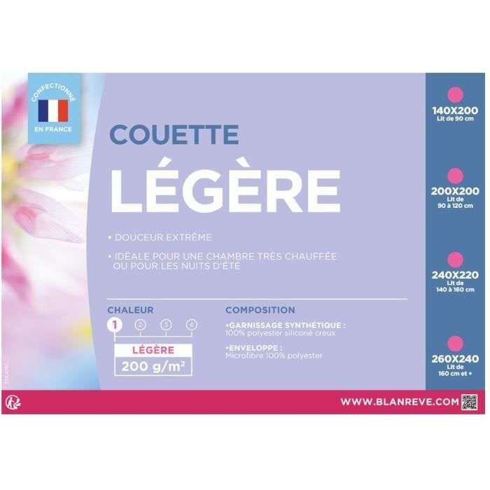 Couette Légere Microfibre - BLANREVE - 200 x 200 cm - Blanc