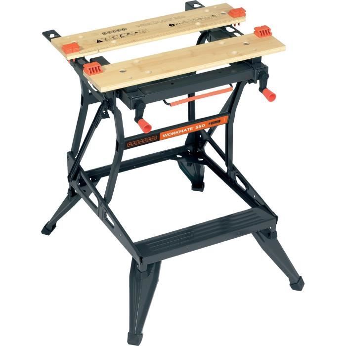 Etabli etau pliable - BLACK+DECKER - WM550-XJ - 2 mâchoires en bambou - charge maximale de 250 kg