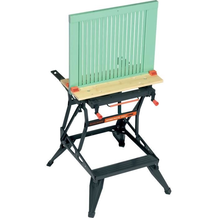 Etabli etau pliable - BLACK+DECKER - WM550-XJ - 2 mâchoires en bambou - charge maximale de 250 kg