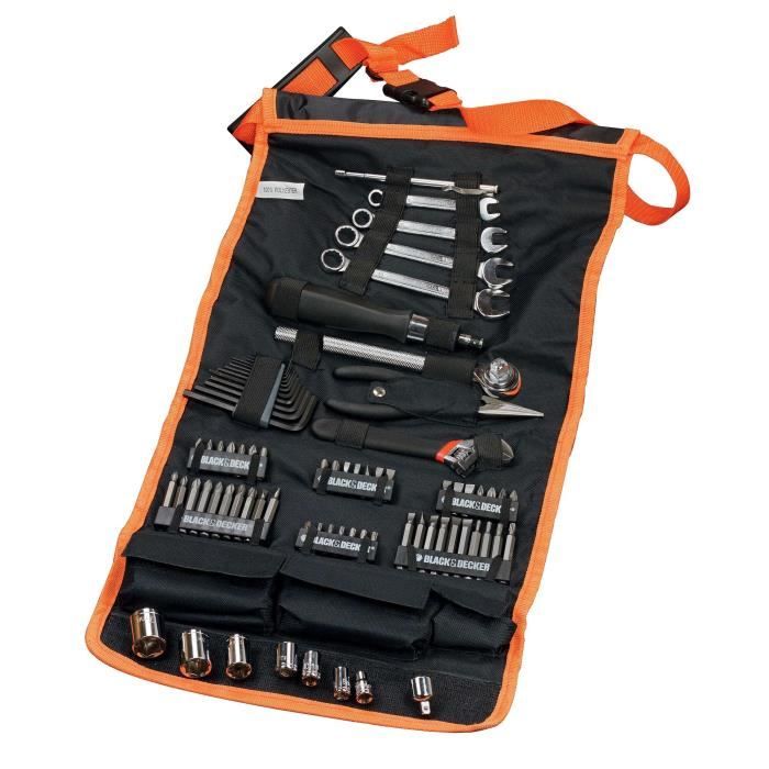 Kit d'outillage - BLACK+DECKER - A7063-QZ - 77 pieces - embouts, clés, douilles