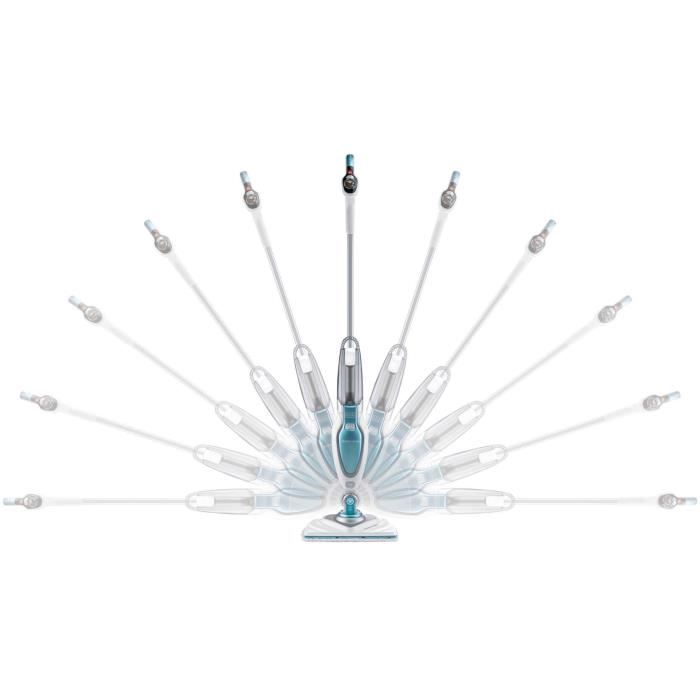 BLACK & DECKER FSM1630-QS - Balai vapeur Tete delta - 1600 W - 4 accessoires - Blanc / Bleu