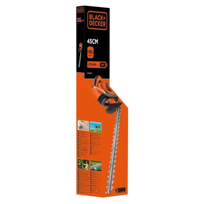 Taille-haies électrique sans fil + batterie 2Ah + chargeur - BLACK&DECKER - GTC1845L20-QW - 18V - Lame 45cm