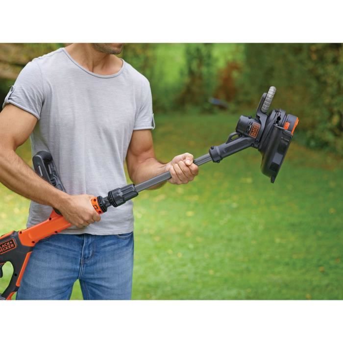 Coupe-bordure électrique BLACK+DECKER - STC1820EPC-QW - 18V - 28cm - Avec batterie 18V - 2 Vitesses - Tete Pivotante 180°