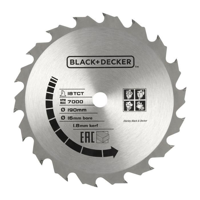 Scie circulaire filaire - BLACK+DECKER - CS1250LA-QS - 1250W - profondeur de coupe 66mm - 2 Lames incluses
