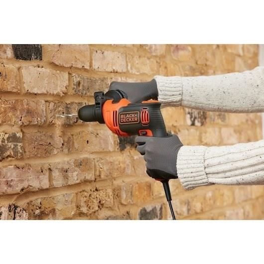Perceuse a percussion filaire - 710W - BLACK+DECKER - BEH710-QS - avec 4 forets de perçage