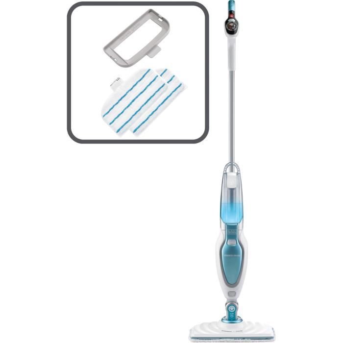 BLACK+DECKER - FSM16CD-QS - Balai nettoyeur vapeur 3 en 1 1600W - 2 microfibres + 1 accesoire pour tapis inclus - C‚ble 6M
