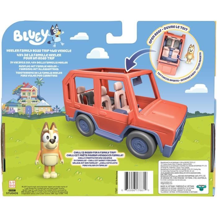 Voiture de Bluey - BLUEY - Véhicule familial avec figurine Chilli et accessoires