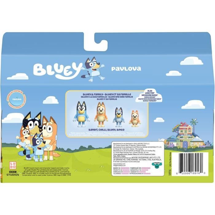 Pack de 4 figurines - BLUEY - La famille en cuisine