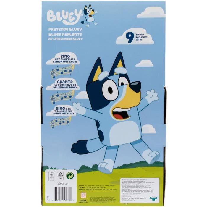 Peluche parlante - BLUEY - Bluey - 33 cm - Voix officielle - Musique du générique
