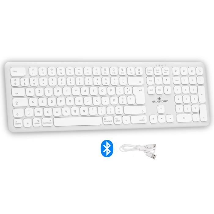 Clavier sans fil Bluetooth - BLUESTORK - MAC - Full size - Compatible Mac - Blanc