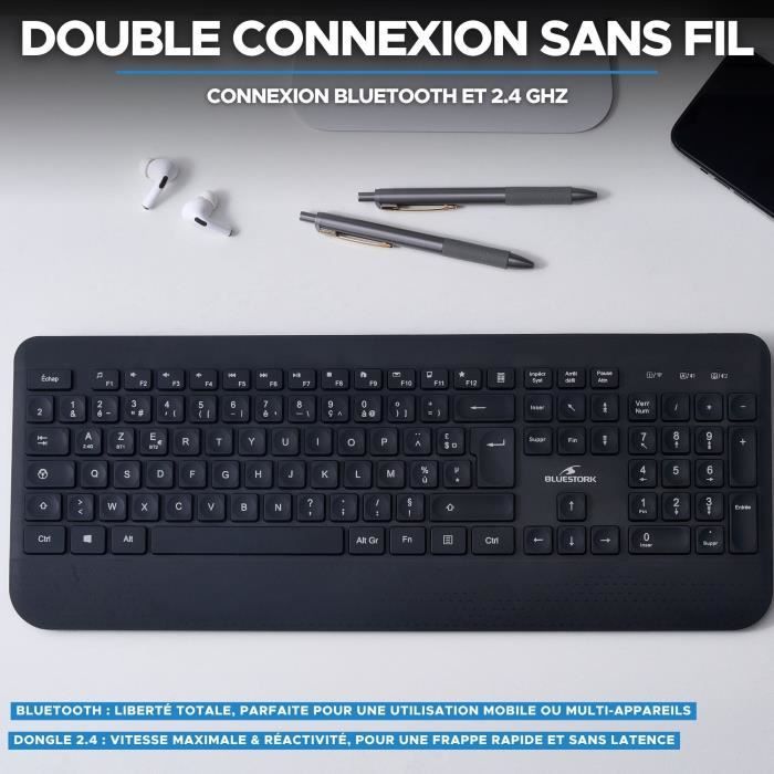 Clavier sans fil - Touches creusées ergonomiques - BLUESTORK - Office R2 - AZERTY