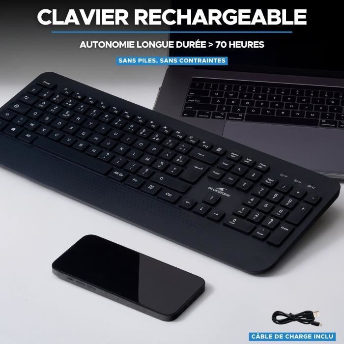 Clavier sans fil - Touches creusées ergonomiques - BLUESTORK - Office R2 - AZERTY