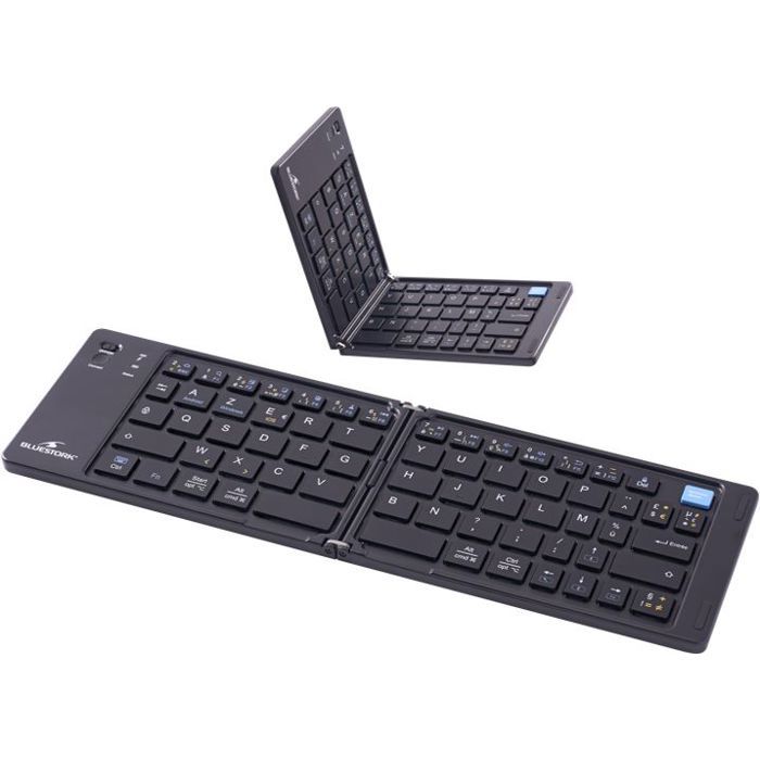 Clavier sans fil pliable - Ordinateur, tablette, smartphone, TV - Touches ciseaux - BLUESTORK - KB-MINI-FOLD/FR - AZERTY - Noir
