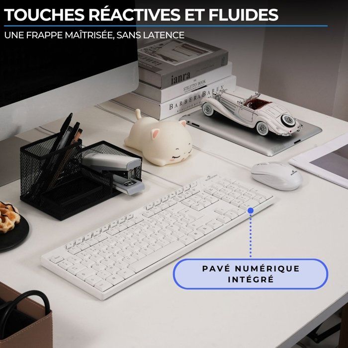 Pack clavier souris filaire - 15 touches de raccourcis multimédias - BLUESTORK - Media Office - PACK-MEDIA-OFFW/FR - AZERTY