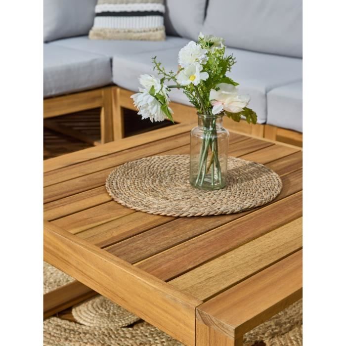 Salon de jardin d'angle modulable LEVATA CLASSIQUE - Bois d'acacia FSC - 5 personnes - Gris