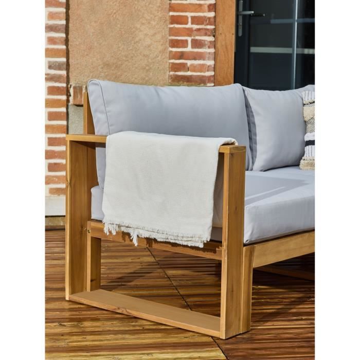 Salon de jardin d'angle modulable LEVATA CLASSIQUE - Bois d'acacia FSC - 5 personnes - Gris