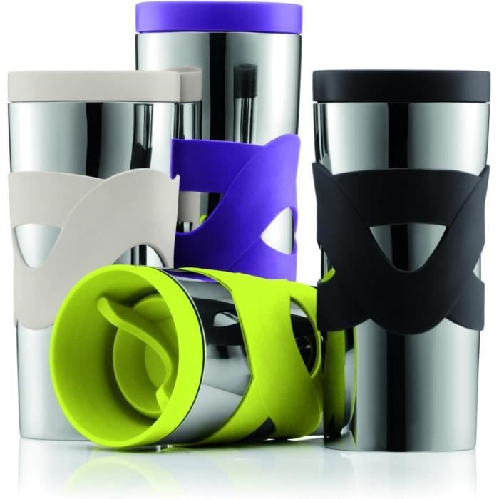 Mug de voyage isotherme - BODUM - Travel Mug - Inox double paroi - Couvercle a vis hermétique - 0.35 l - Noir