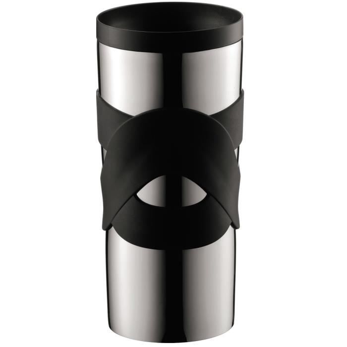 Mug de voyage isotherme - BODUM - Travel Mug - Inox double paroi - Couvercle a vis hermétique - 0.35 l - Noir