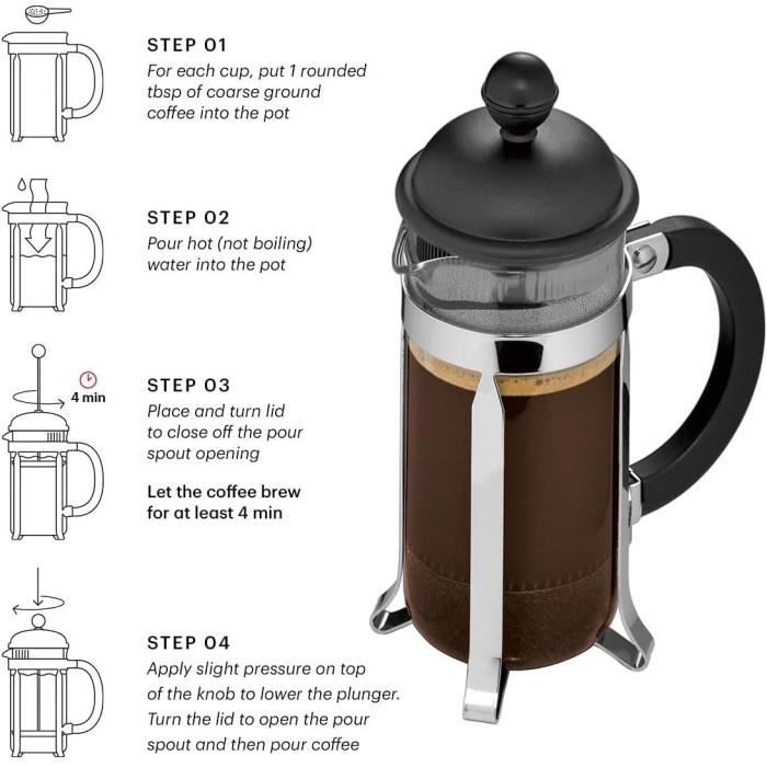 Cafetiere a piston - BODUM - Java - Monture et couvercle en plastique - 3 tasses - 0.35 l - Blanc creme