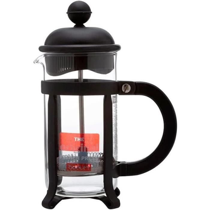 Cafetiere a piston - BODUM - Java - Monture et couvercle en plastique - 8 tasses - 1 l - Noir