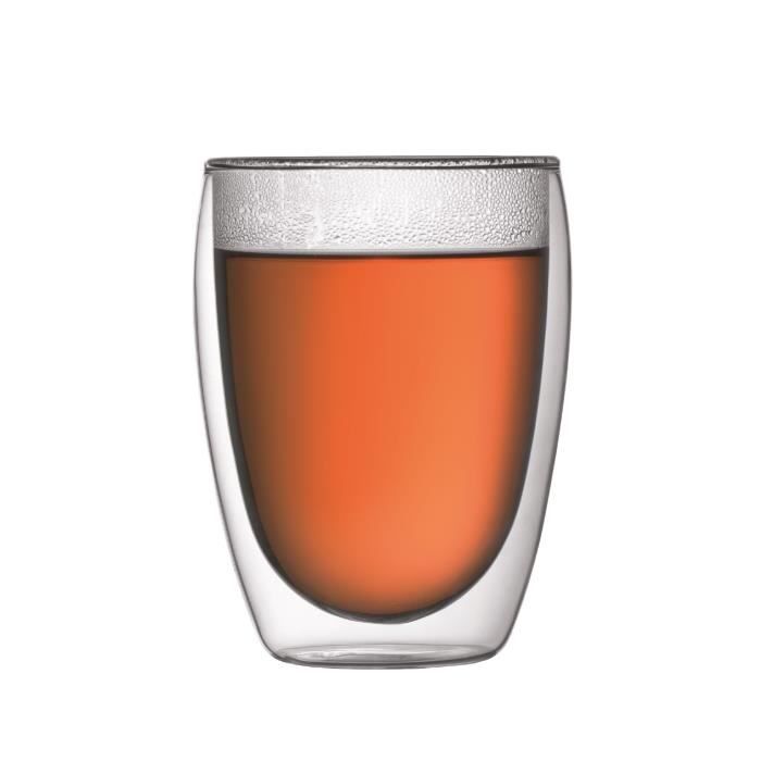 BODUM CHAMBORD Set cafetiere a piston - 8 tasses - 1L - Gris - Avec 2 verres double paroi Pavina 0,35l